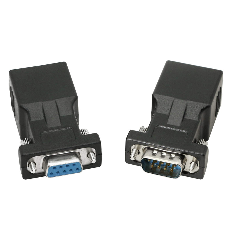DB9 RS232 to RJ45 Extender, DB9 9-Pin Serial Port Female&Male to RJ45 CAT5 CAT6 Ethernet LAN Extend Adapter Cable-2pcs (2-Adapter) 2-Adapter - LeoForward Australia
