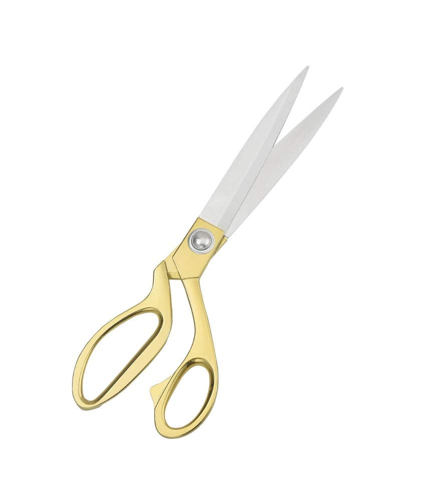  [AUSTRALIA] - Stainless Steel Sharp Tailor Scissors for Clothing Dressmaking Shears Fabric Craft Cutting Adjustable Kitchen Scissors, Gold (8'')