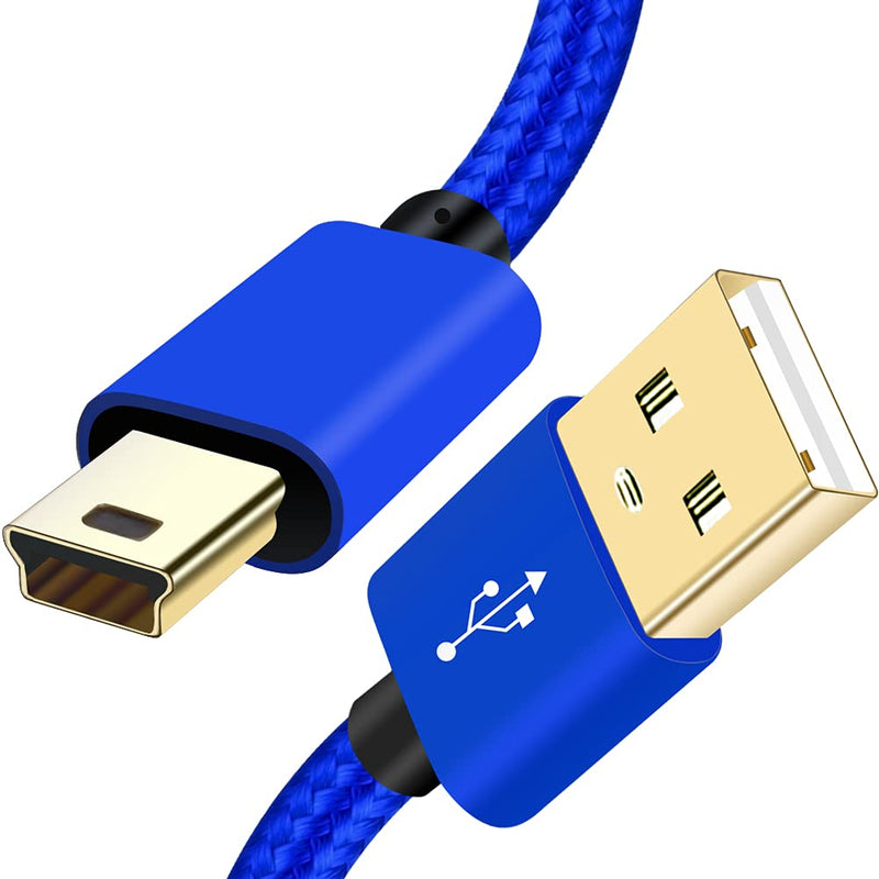  [AUSTRALIA] - SCOVEE Mini USB Cable Braided 6ft Type A Male to Mini B Cable Data Charging Cord for GoPro Hero 3+,Sony PS3 Controller Cord,MP3 Player,Garmin GPS,Dash Cam,PDA Charger Blue