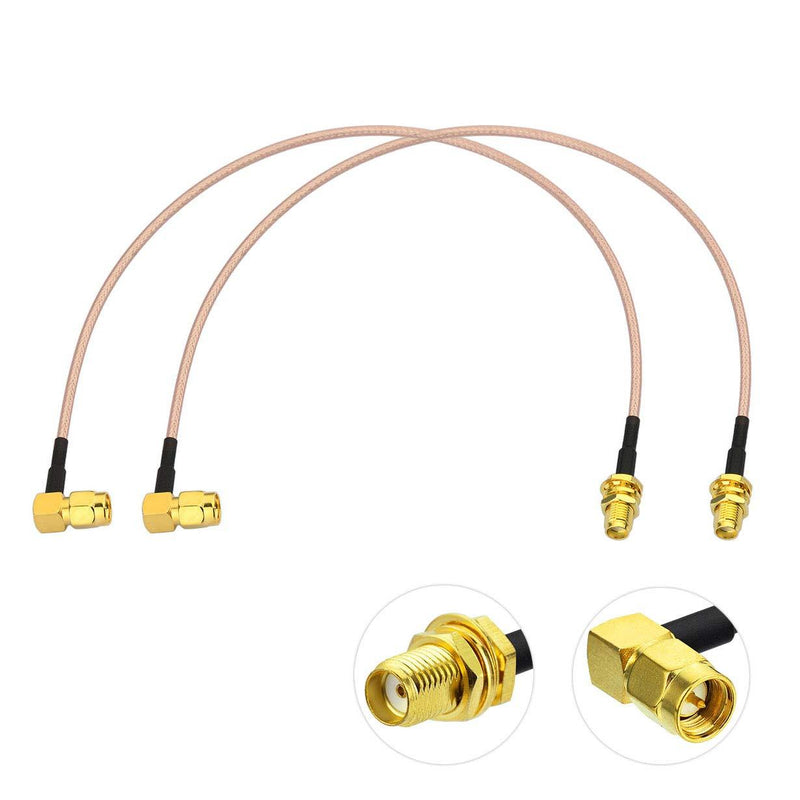 Bingfu SMA Female Bulkhead Mount to SMA Male Right Angle RG316 Antenna Extension Cable 12 inch 30cm 2-Pack Compatible with 4G LTE Router Cellular RTL SDR Receiver 12 inch / 30cm Right Angle - LeoForward Australia