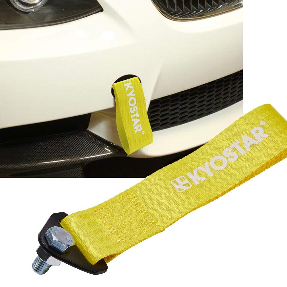 Kyostar Universal Sports Racing Style Tow Strap Fit for Front or Rear Bumper(Yellow) Yellow - LeoForward Australia