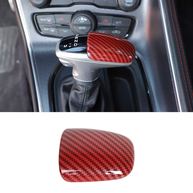  [AUSTRALIA] - Voodonala for Challenger Gear Shift Knob Cover Trim Accessories for Dodge Challenger Charger 2015 up (Red/Black Grain) Red/Black grain