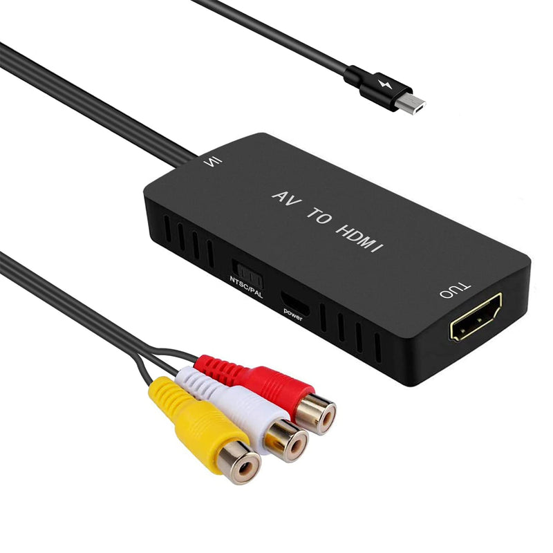  [AUSTRALIA] - RCA to HDMI Converter AV to HDMI Adapter Composite/CVBS to HDMI Video Audio Converter, Widely Compatible with Various RCA Equipment for N64, PS2, PC, Laptop, VHS, VCR, Camera DV ect. RCA to HDMI Converter