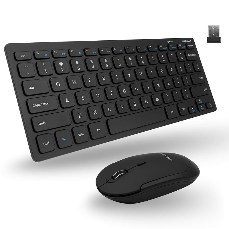  [AUSTRALIA] - Macally Small Wireless Keyboard and Mouse Combo - an Essential Work Duo - 2.4G Compact Wireless Keyboard Mouse for PC - 78 Key Cordless Mouse and Keyboard Combo with Mini Body and Quiet Click
