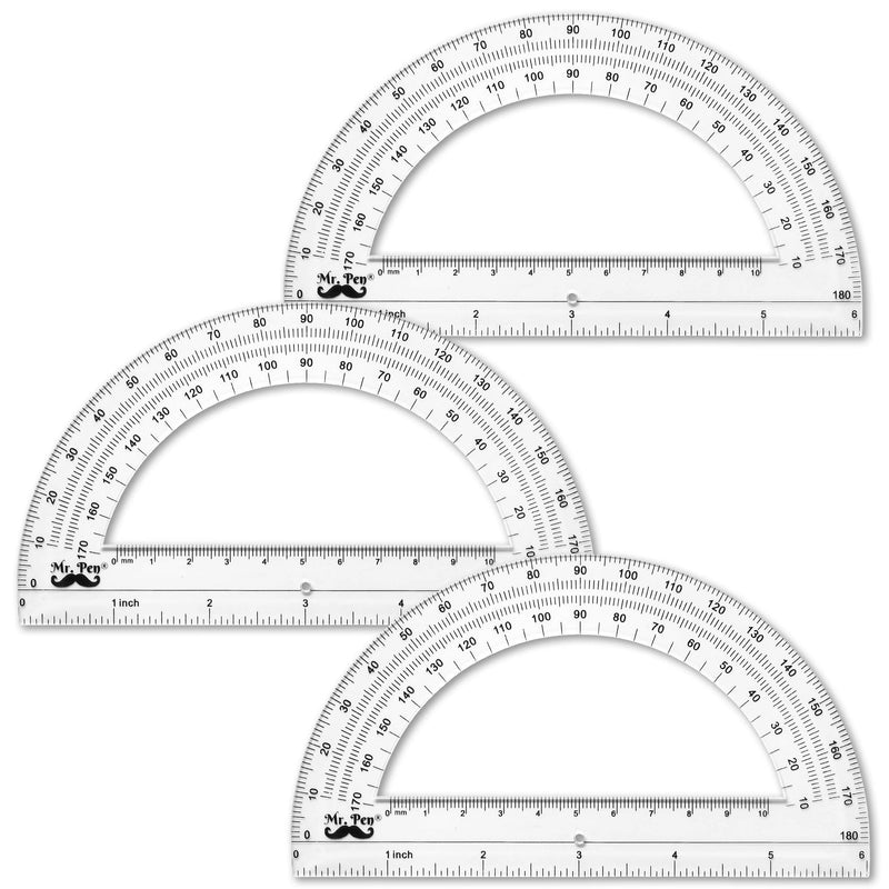 Mr. Pen Protractor, 6 Inches Protractor, Pack of 3 - LeoForward Australia