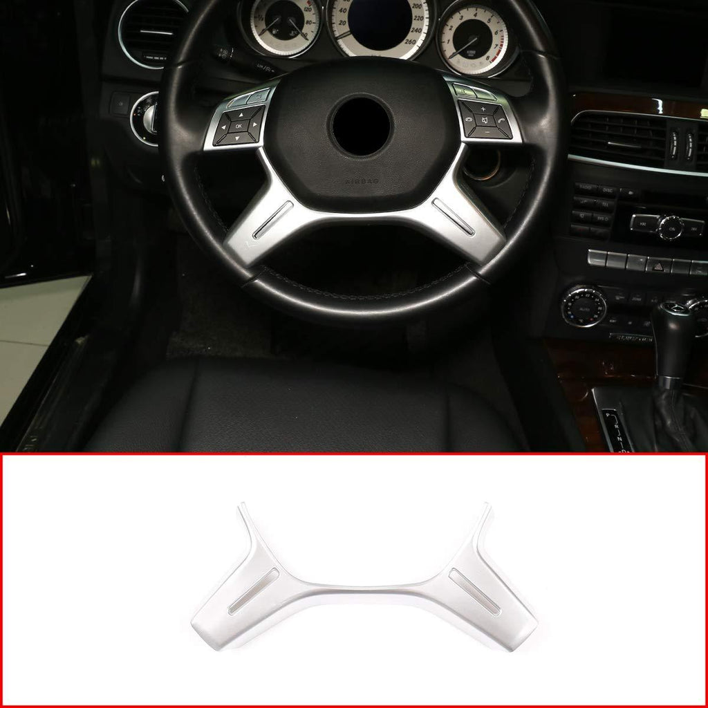 YIWANG Carbon Fiber Style ABS Chrome Car Steering Wheel Decoration Cover for Mercedes Benz C Class W204 2011-2013,E Class 212 2014 2015,GL X166 2013-2016,ML 2012-2016 Auto Accessories (Silver) Silver - LeoForward Australia