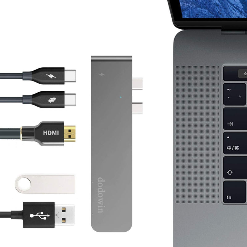 USB C Hub MacBook Pro Adapters Compatible MacBook Pro 2016-2019 13/15/16inch, MacBook Air 2018/2019 5 in 2 Dock with Thunderbolt 3 Port, USB-C, 4K HDMI, 2USB 3.0 (Gray) - LeoForward Australia