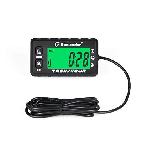  [AUSTRALIA] - Runleader Hour Meter Tachometer, Maintenance Reminder, Alert RPM Reminder, Multi-Color Backlit Display,Initial hours Settable, Use for Lawn Mower Generator Marine ATV (HM058A-BK) HM058A-BK