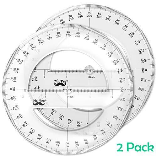 Mr. Pen- Protractor, Pack of 2, Protactor 360 Degree, Protractor Set, Protractor Ruler, Drafting Tools, Circle Protractor, Protractors Classroom Set, Large Protractor, Math Geometry Set - LeoForward Australia