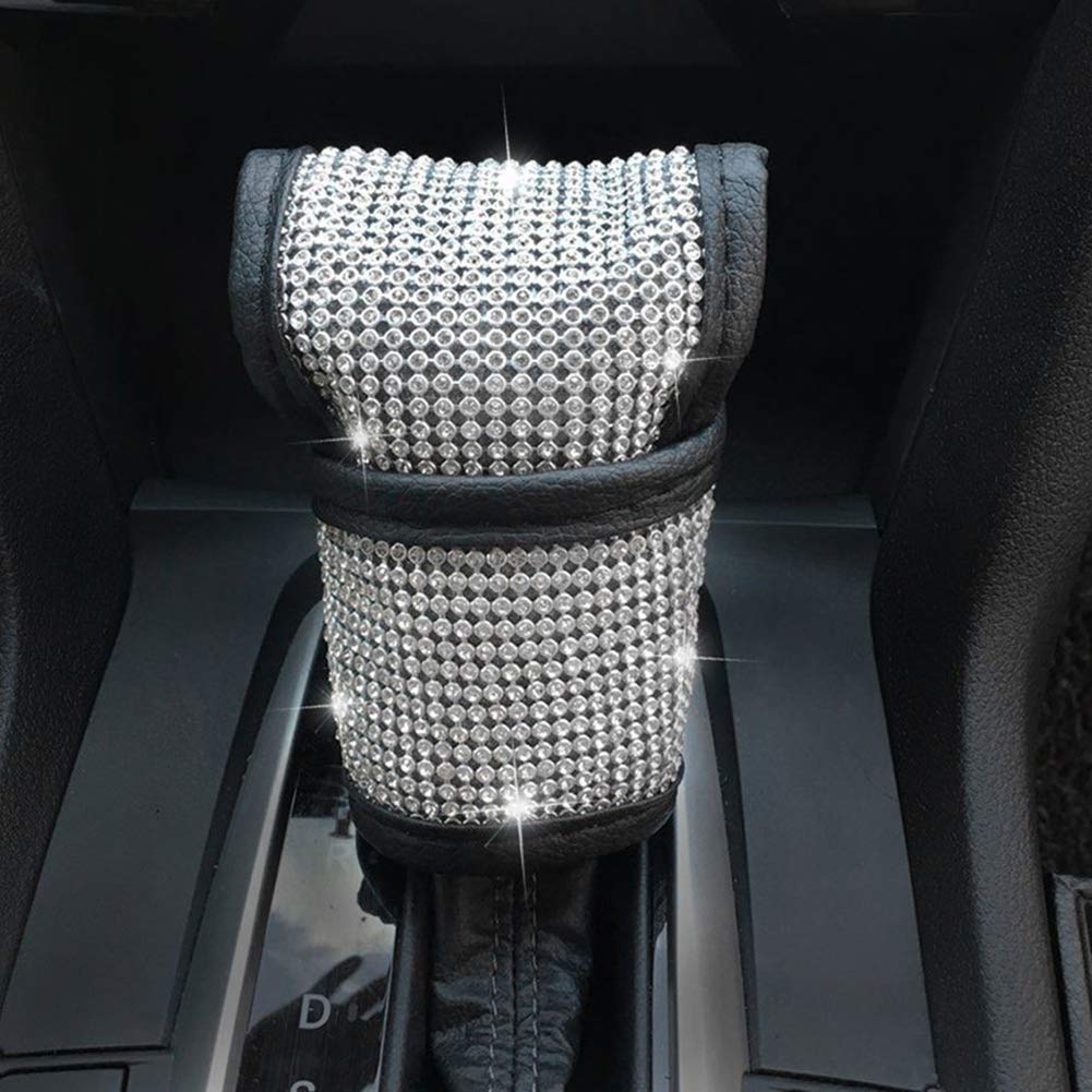  [AUSTRALIA] - QINU Bling Bling Auto Shift Gear Cover, Luster Crystal Car Knob Gear Stick Protector Diamond Car Decor Accessories for Ladies
