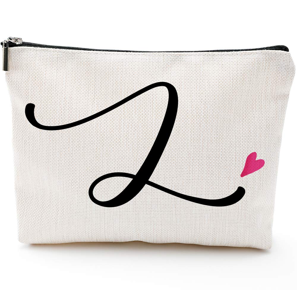 L Initial Monogram Personalized Travel Makeup Bag,Cosmetic Bag Pencil Pouch Gifts with Zipper Waterproof(Makeup bag-Letter L) - LeoForward Australia