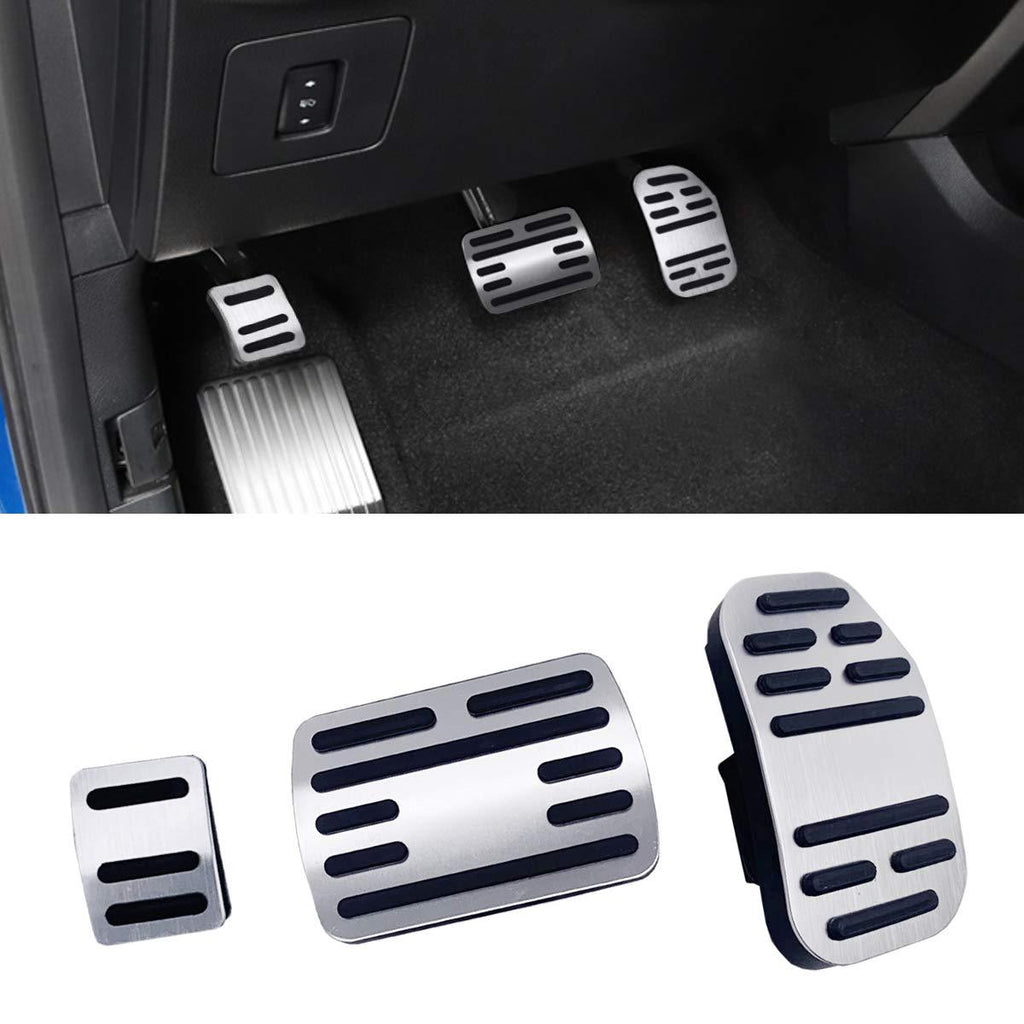 [AUSTRALIA] - Jaronx No Drill Pedal Covers for Ford F150, Aluminum Alloy Anti-Slip Gas Pedal Cover Break Pedal Pad at Accelerator Pedal Covers for Ford F150 2015-2018,Ford Raptor 2017-2018(3PC Set) F150 Pedal Cover (15-18)