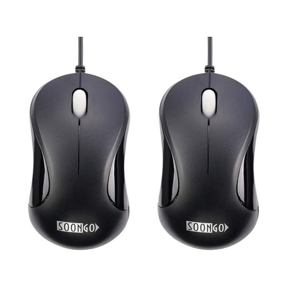 Computer Mouse 2 Pack Mini USB Mouse for Laptop Designed USB Optical Wired Mice for Office and Home use Compatible with Computer Laptop PC Desktop Windows 7/8/10/XP Vista and Mac Black Color by SOONGO BlackDouble - LeoForward Australia