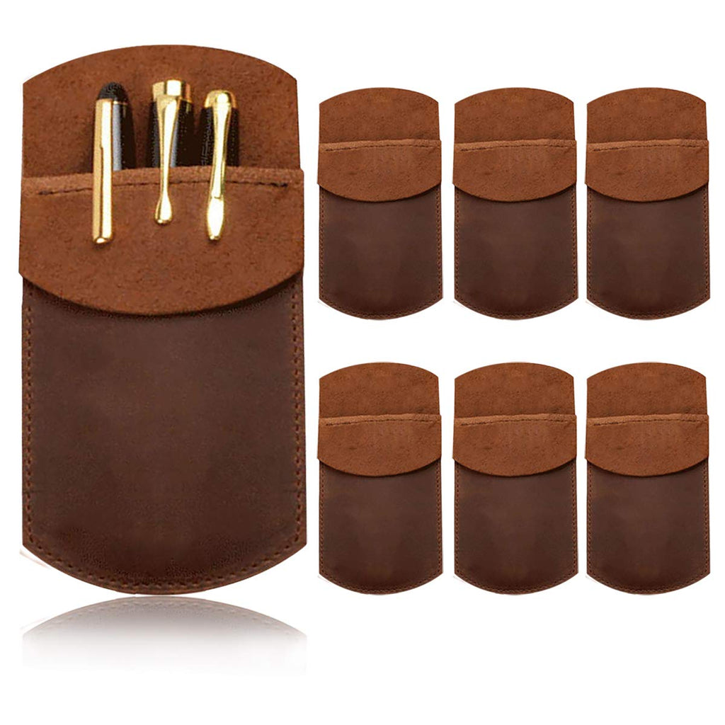  [AUSTRALIA] - Odowalker 6PCS Leather Pocket Protector Durable Pencil Pouch Handmade Pen Holder for Shirt Pockets, Lab Coats, Office & Work Essentials