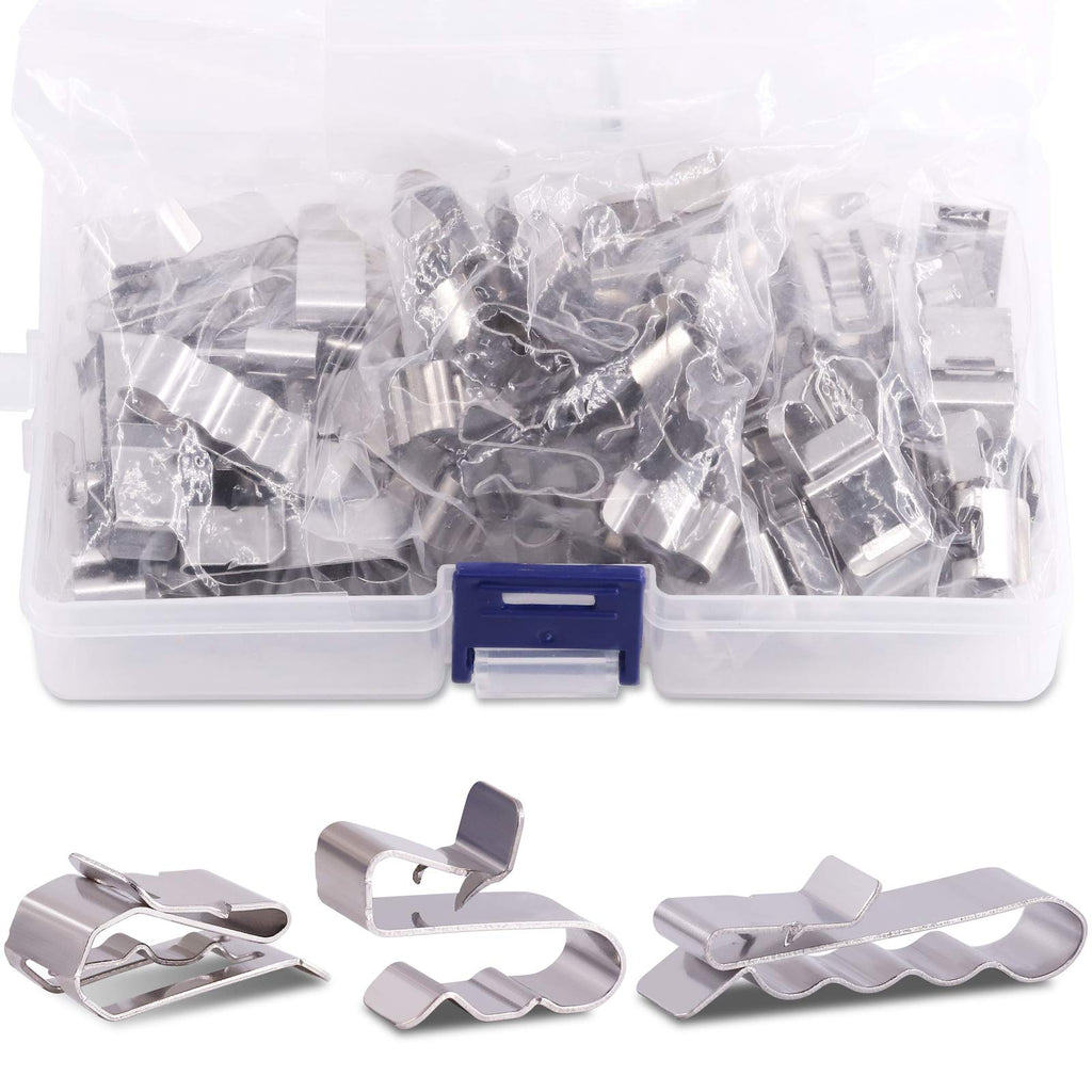  [AUSTRALIA] - Rustark 60 Pieces Stainless Steel Cable Clips kit with 34 mm 23mm 14mm Wiring Frame Clip PV Module Wire Management for Solar Application Trailer Boat Auto