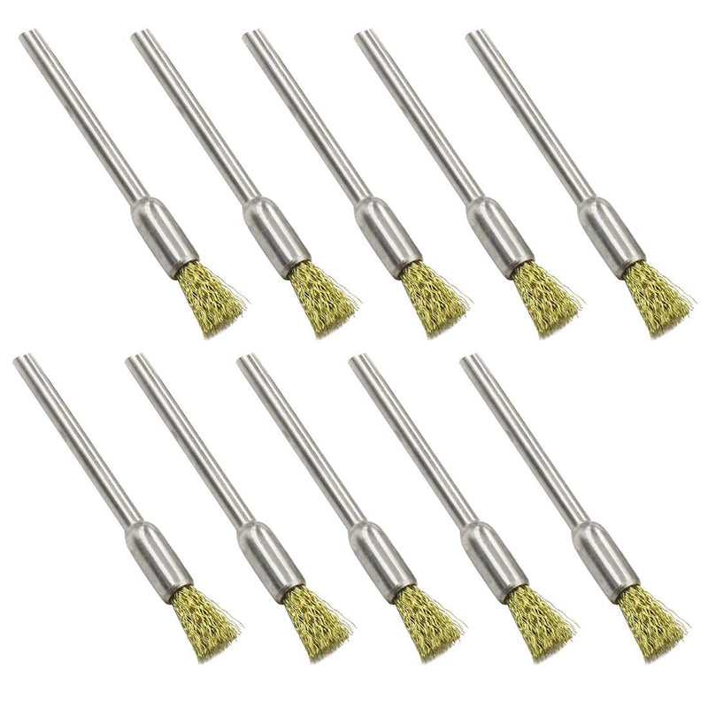  [AUSTRALIA] - Yoohey Brass Bristle Wire End Brush Pen Shape 1/8 Inch Shank Diameter (5mm end brush) Pack of 100Yoohey Brass Bristle Wire End Brush Pen Shape 1/8 Inch Shank Diameter (5mm end brush) Pack of 100Yoohey Brass Bristle Wire End Brush Pen Shape 1/8 Inch Sha...