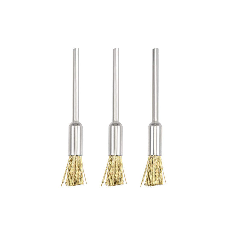  [AUSTRALIA] - uxcell Mini Wire Cup Brush Brass Plated Crimped Steel 5 X 11mm with 2.35mm Shank 3 Pcs