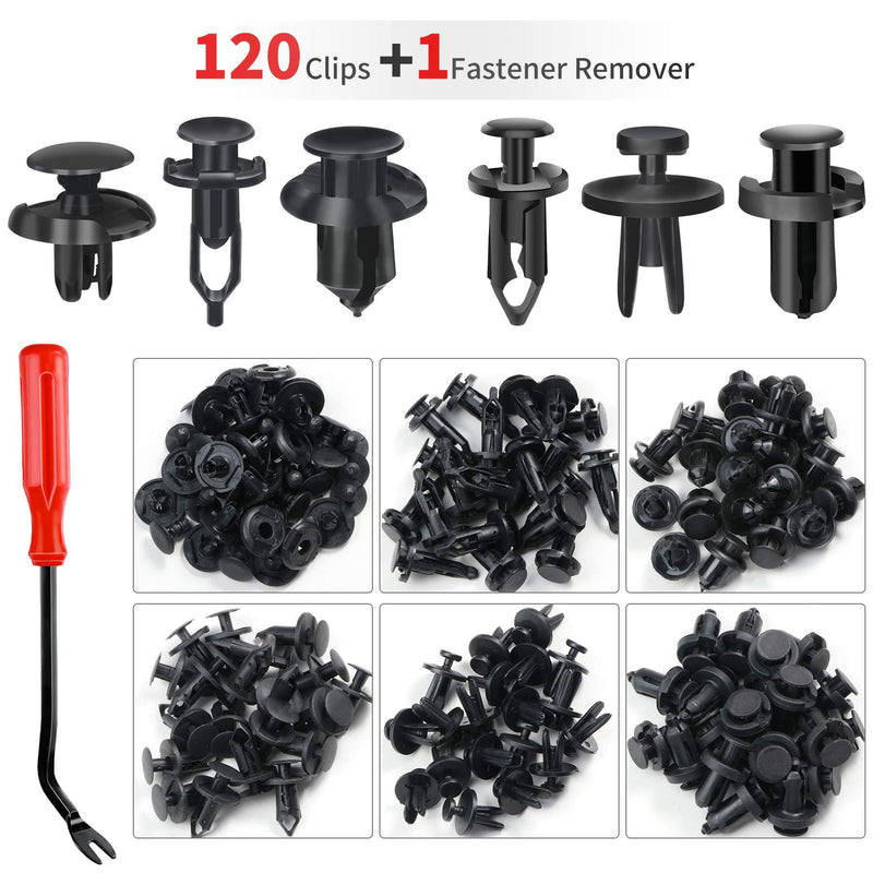 KCRTEK 120 pcs 6.3mm 8mm 9mm 10mm Nylon Bumper Push Fasteners,Bumper Clips with Fastener Removal Tool - LeoForward Australia