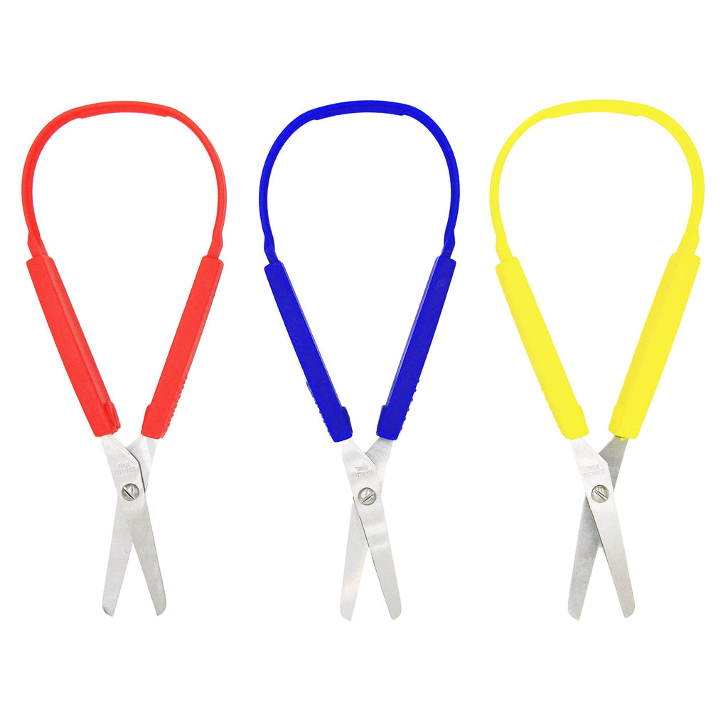  [AUSTRALIA] - 3-Pack DIY Craft Loop Scissors Grip Scissors for Teens and Adults, 3 Color 8 Inches, Adaptive Design, Right and Lefty Support, Easy-Open Squeeze Handles, Supports Elderly and Special Needs