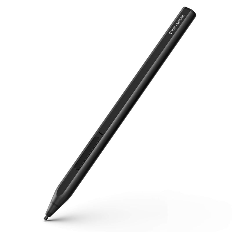  [AUSTRALIA] - RENAISSER Stylus for Surface, Made in Taiwan, 4096 Pressure Sensitivity, Compatible with New Surface Pro 8 & Pro 7/Laptop Studio/Go 3/Duo 2, First D Shape Body, Quick Charge, Rechargeable, Raphael 520 Black