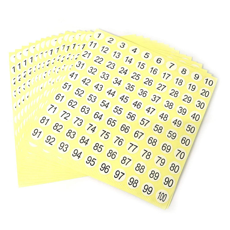 RLECS 30 Sheets Number Stickers 1 to 100 Self Adhesive Stickers Diameter 0.3 Inch Round Number Labels Small Garment Tags Home School Office Decoration - LeoForward Australia
