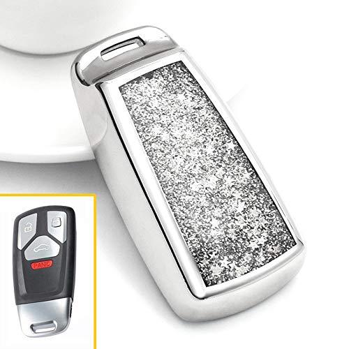  [AUSTRALIA] - Sodez Bling Glitter TPU Keyless Go Remote Fob Entry Case Cover Fit for Audi A4 A5 Q5 Q7 TT TTS S4 S5 RS4 RS5 Smart Key (Silver) Silver