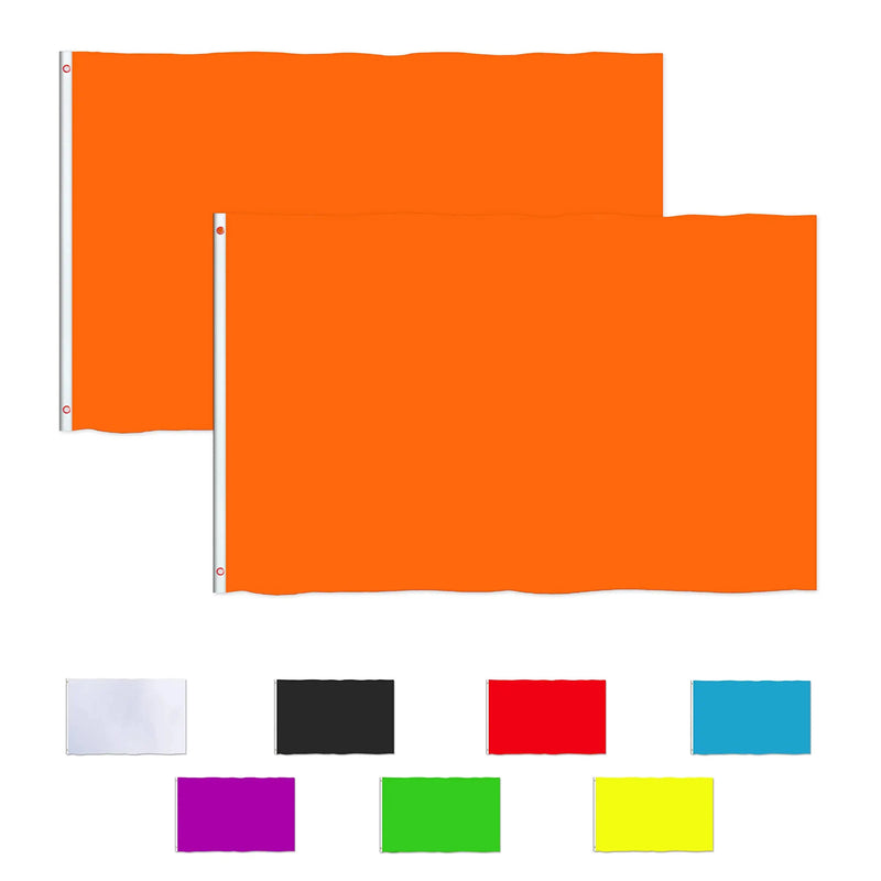  [AUSTRALIA] - Consummate Solid Orange Flag 3x5 Foot Plain Orange Flags Banner Polyester with Brass Grommets,2 Pack