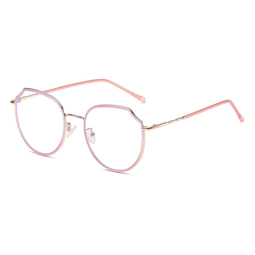 Duco Blue Light Glasses for Women Men Computer Gaming Glasses for Teens Anti Eyestrain Round Reading Eyeglasses W014 Pink Rose - LeoForward Australia