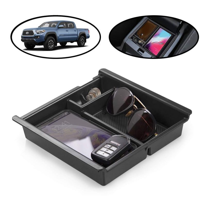  [AUSTRALIA] - lebogner Center Console Storage Box Compatible with Toyota Tacoma, Armrest Center Console Organizer Tray with Coin Container and Glasses Holder (2016 2017 2018 2019 2020 Models)