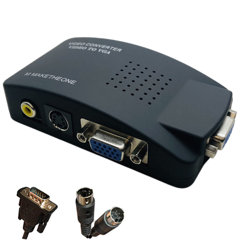  [AUSTRALIA] - M MAKETHEONE RCA to VGA Adapter, Composite AV S-Video RCA Input to VGA Female Output Converter, Transfer Video Graphic Signal from CCTV PC Laptop DVD DVR VCR TVBox to VGA Monitor Projector Computer