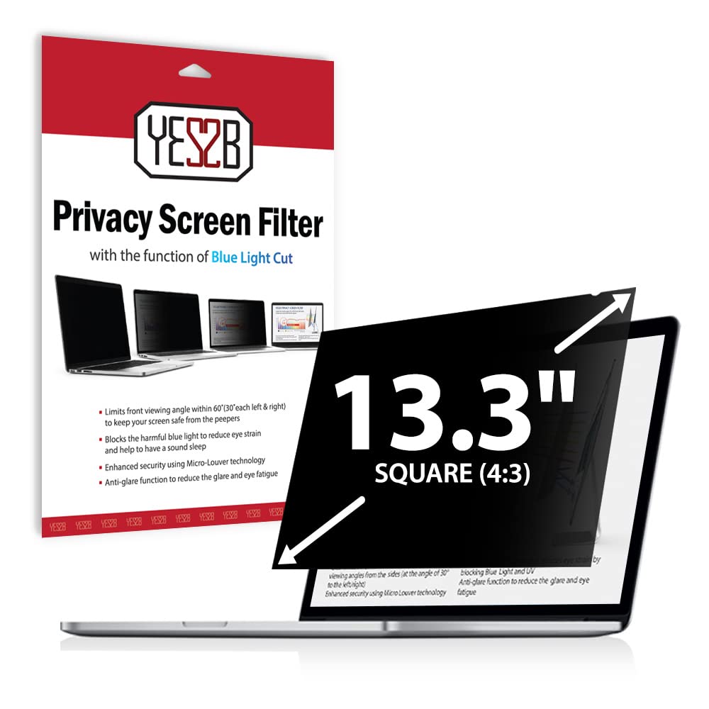  [AUSTRALIA] - YES2B 13.3 Inch Laptop Privacy Screen Filter for 4:3 Display - Computer Monitor Notebook Anti-Spy, Anti-Blue Light and Anti-Glare Protector Made in Korea 13.3 inch SQUARE (4:3)