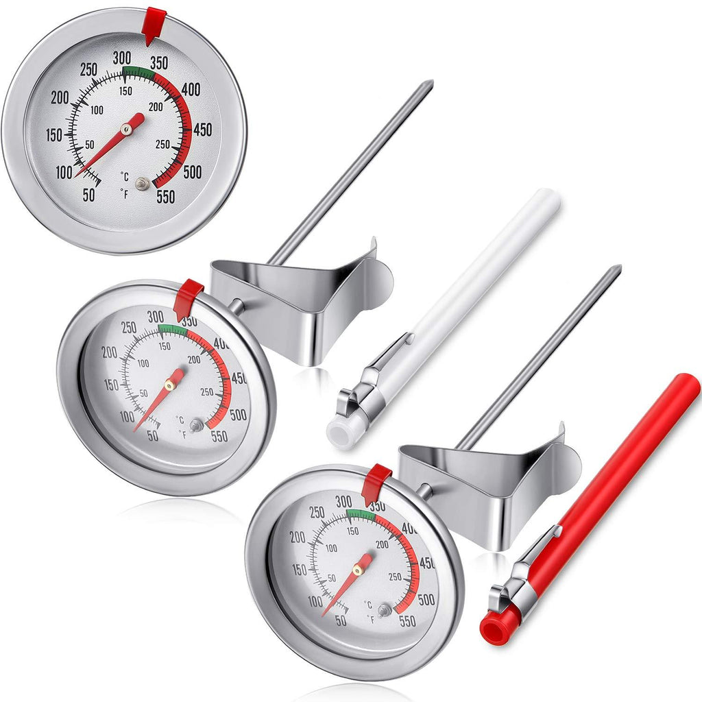  [AUSTRALIA] - 2 Pieces Stainless Steel Thermometer Instant Read 2 Inch Dial Thermometer 7.8 or 11.8 Inch Long Stem Fry Thermometer with Metal Retaining Clip and 2 Pieces Plastic Sleeves (7.8 Inch) 7.8 Inch