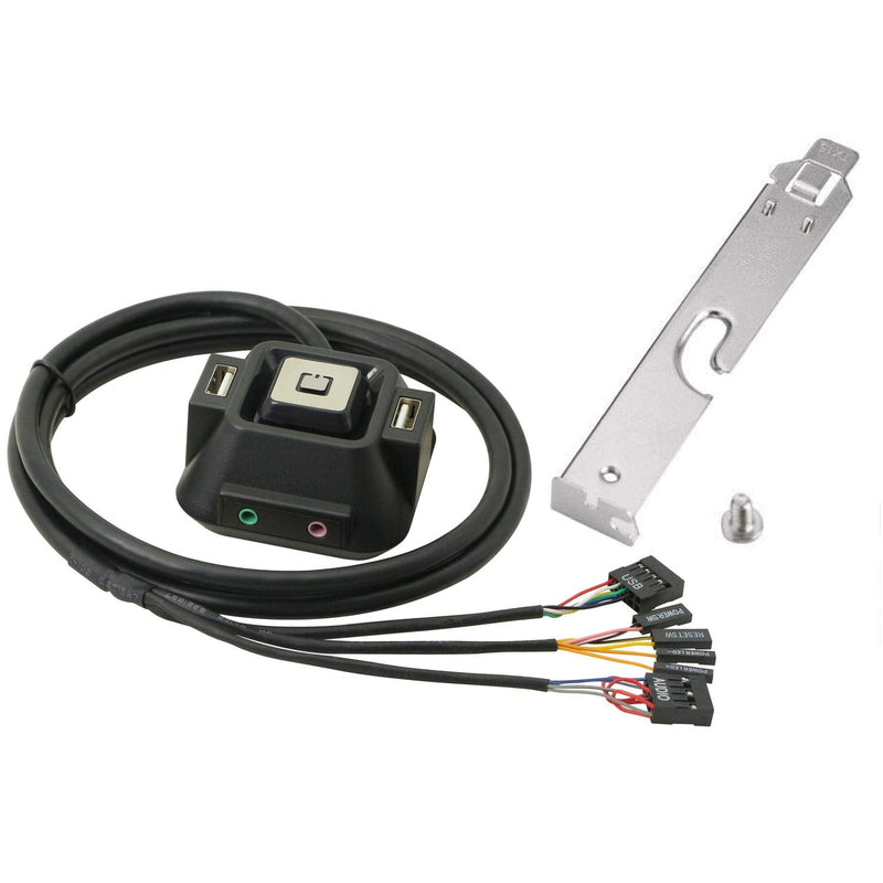  [AUSTRALIA] - Desktop Computer Case Switch,Reset HDD Button Switch with Dual USB Ports,Power Button,Audio Ports for Desktop PC Case Black