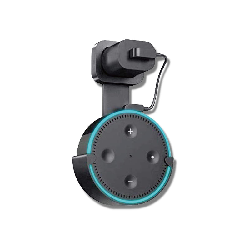  [AUSTRALIA] - Sintron Wall Mount Speaker Mount for Echo Dot 2 - Smart Home Outlet Wall Mount Stand for Echo Dot 2nd Generation Speaker Holder with Charging Cord Cable, Space Saving Accessories Without Messy Wires 1 Pack Black