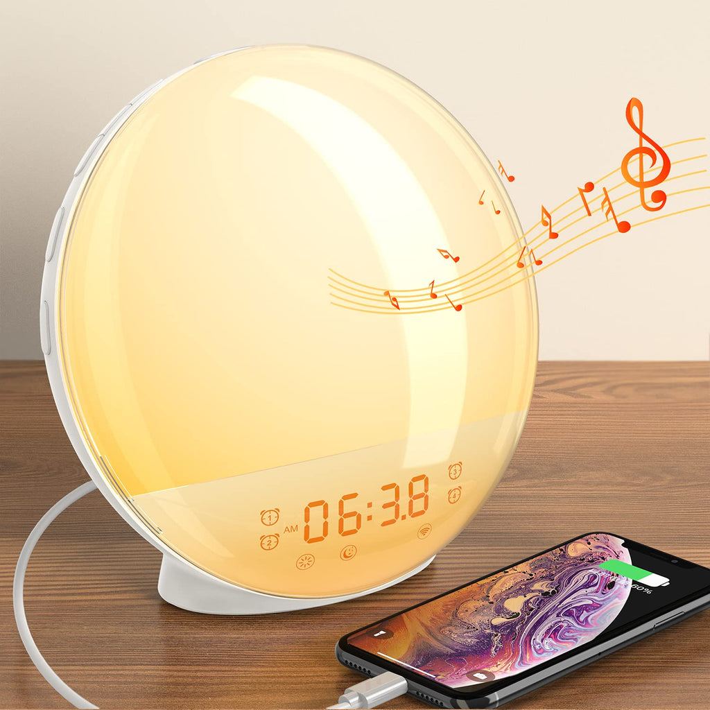 Sunrise Alarm Clock Wake up Light up Alarm Clock Sunrise Dekala Natural Light Alarm Clocks for Bedrooms Sunlight Alarm Clock Kids Smart Digital Clock Radio Gradual Light Color Changing Dawn Simulator Button Control - LeoForward Australia