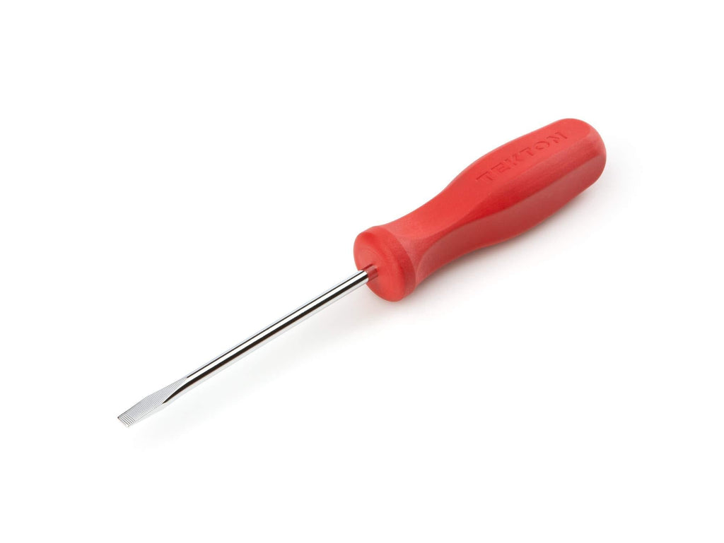 TEKTON 3/16 Inch Slotted Hard-Handle Screwdriver | DSS31188 4 in. Blade Chrome Blade - LeoForward Australia