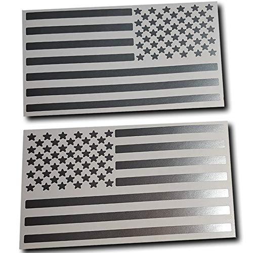  [AUSTRALIA] - Az Auto Graphics USA American Flag Decal (4" x 7", Silver Metallic) 4" x 7"