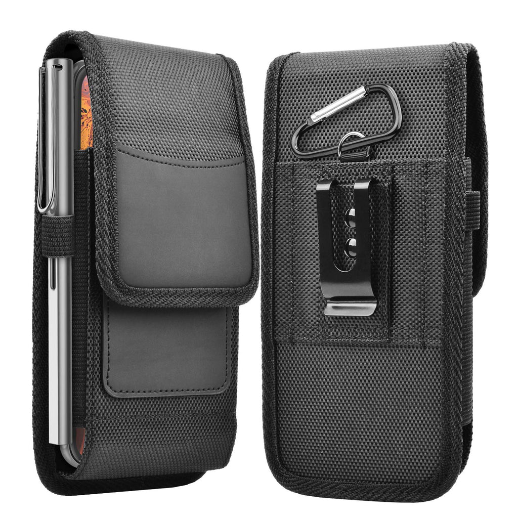  [AUSTRALIA] - Takfox Phone Holster for Samsung Galaxy S21 Ultra S21 Plus S20 S10+S9 S8 Note 20,A01 A11 A21 A51 A71 A10e A02S A12 A32,K51 Stylo 6 Nylon Cell Phone Belt Clip Holster Carrying Pouch w Card Holder,Black