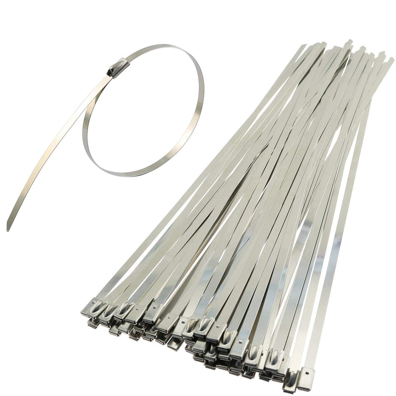  [AUSTRALIA] - Longdex Metal Zip Ties 50PCS 11.8Inch 304 Stainless Steel Multi-Purpose Exhaust Wrap Coated Self-Locking Cable