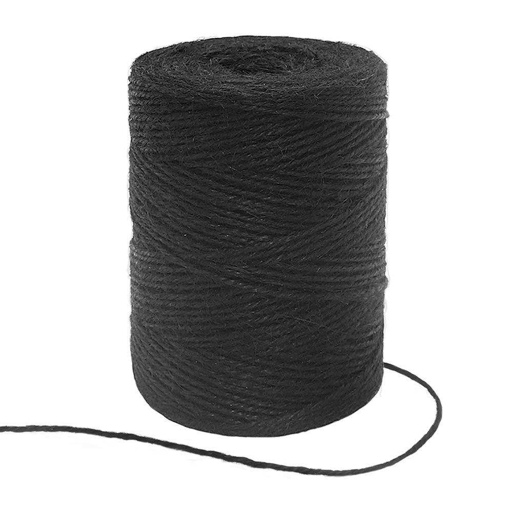  [AUSTRALIA] - Tenn Well Black Jute Twine, 656 Feet 2mm Jute Rope Gift Twine Packing String for Craft Projects, Wrapping, Gardening Applications