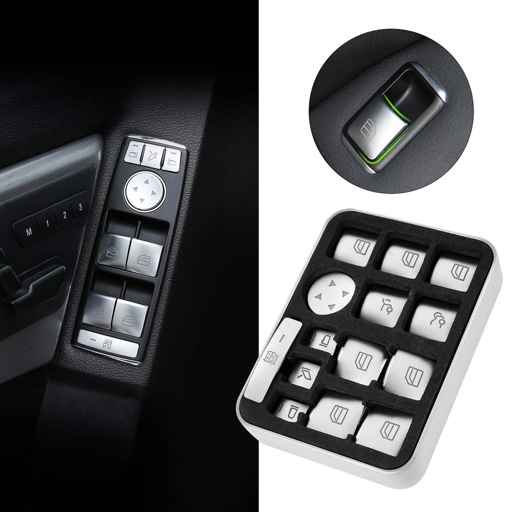 ALAVENTE Car Window Glass Lift Button Trim Cover Sticker for Mercedes Benz A/B/C(W204)/E(W212)/GLA/CLA/GLK/GL/ML/GLE Class (14 Pcs) - LeoForward Australia