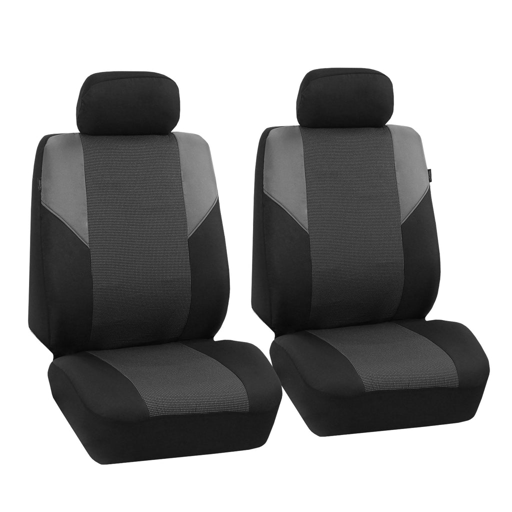  [AUSTRALIA] - TLH Time Less Cross Weave Seat Covers Front Set, Airbag Compatible, Gray Color-Universal Fit for Cars, Auto, Trucks, SUV Black
