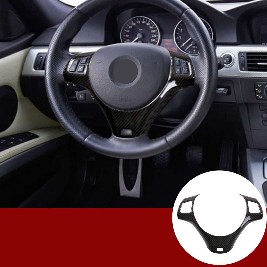  [AUSTRALIA] - YIWANG Carbon Fiber Style ABS Chrome Car Steering Wheel Decoration Cover For BMW 1 3 Series 5 Door M Sport Coupe E82 E87 E90 E93 2005-2014 Auto Accessories (Carbon Fiber)