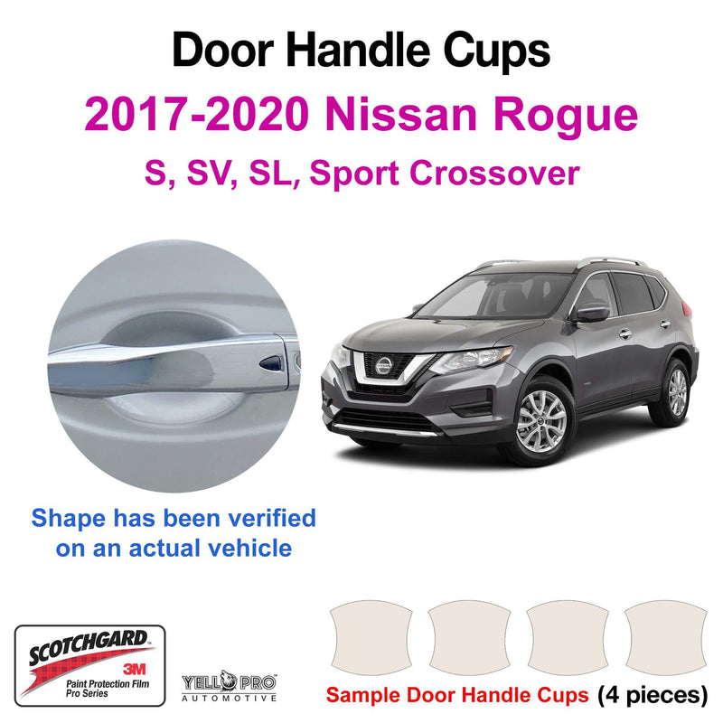  [AUSTRALIA] - YelloPro Custom Fit Door Handle Cup 3M Scotchgard Anti Scratch Clear Bra Paint Protector Film Guard Self Healing Cover Sticker Kit for 2017 2018 2019 2020 Nissan Rogue S SV SL,Sport S SV SL Crossover