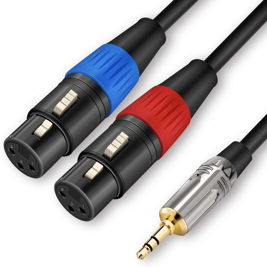  [AUSTRALIA] - JOLGOO Dual XLR Female to 3.5 mm TRS Stereo Microphone Cable, 2 XLR Female to 1/8 inch TRS Stereo Y Splitter Patch Cable, 3.3 Feet