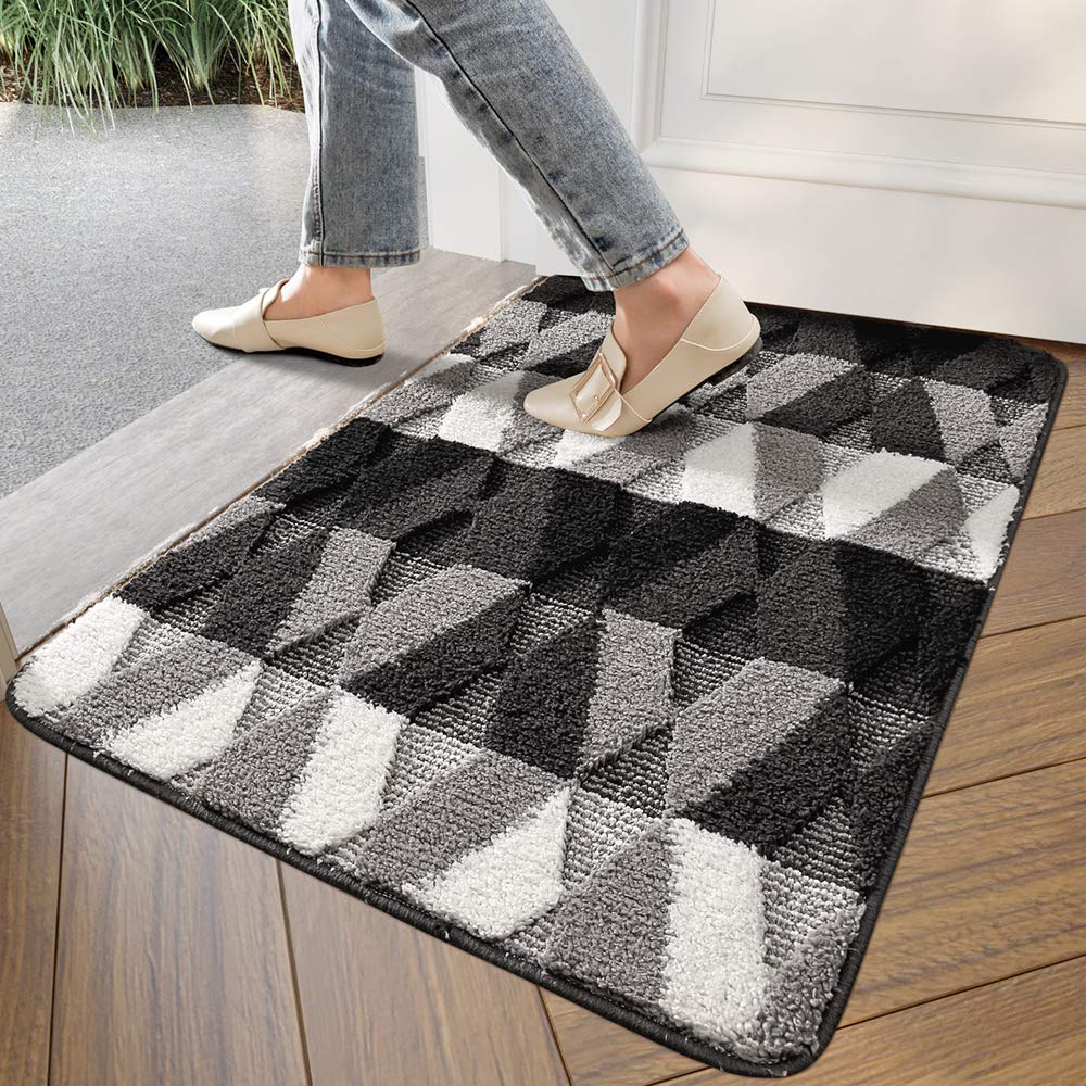  [AUSTRALIA] - DEXI Indoor Doormat Front Door Rug, 20"x32" Absorbent Machine Washable Inside Door Mat, Non Slip Low-Profile Entrance Rug for Entry, Back Door, Black 20"x32" Black Diamond