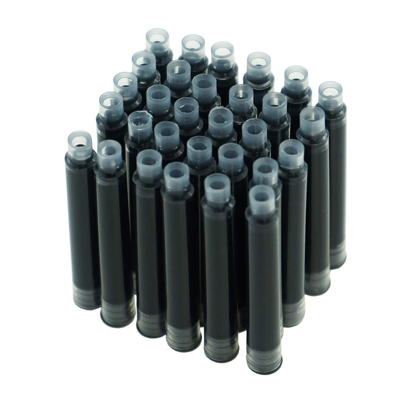  [AUSTRALIA] - Asvine Fountain Pen Ink Cartridges Black Color, Set of 30 Refill Ink Cartridges, 3.4 mm Bore Diameter