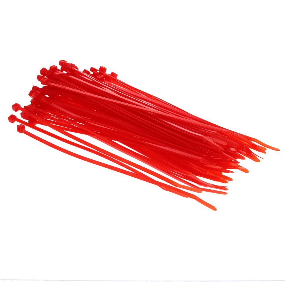  [AUSTRALIA] - MroMax Cable Zip Ties 7.87 Inch x 0.14 Inch(L x W) Self-Locking Nylon Tie Wraps Red 100pcs 7.87"x 0.14"