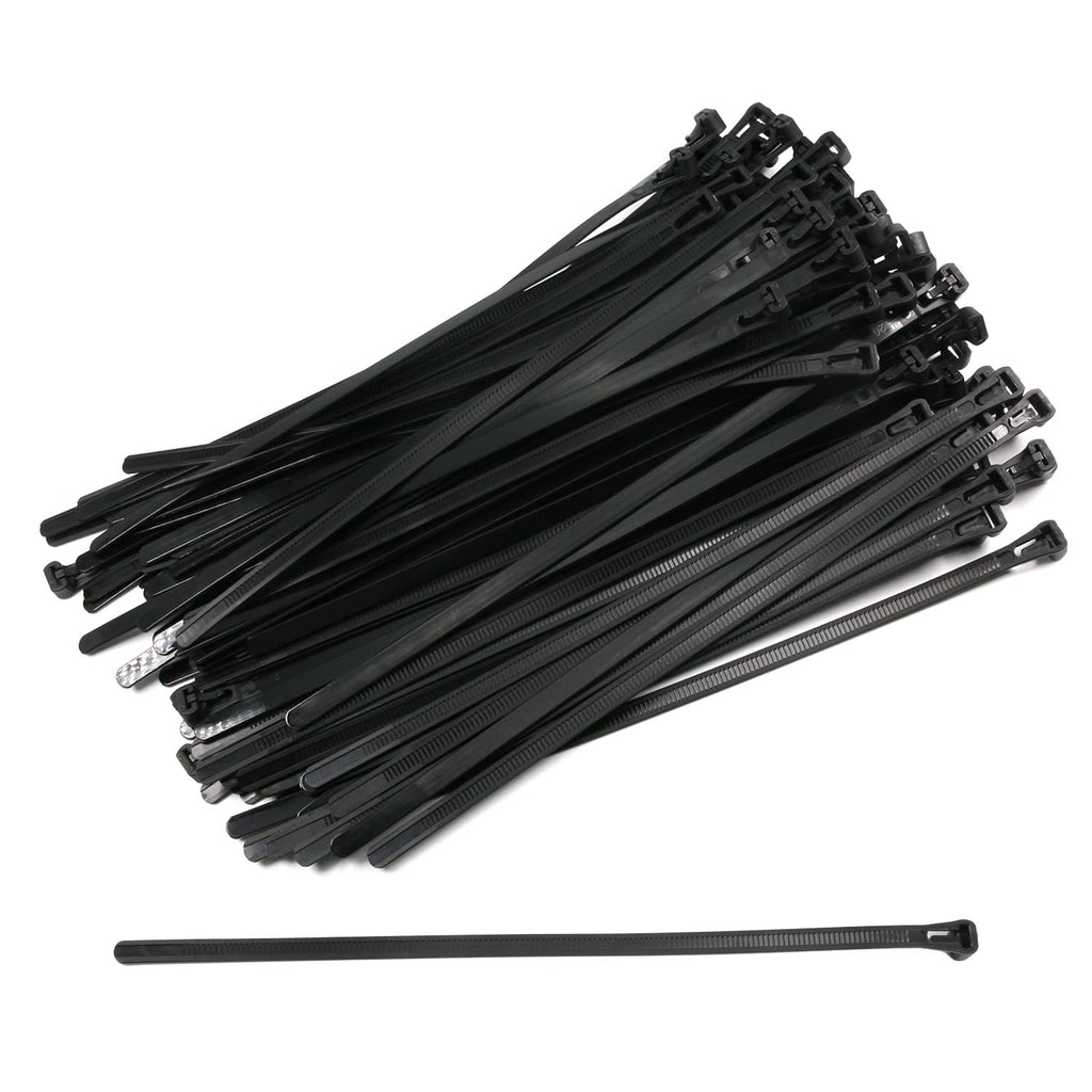  [AUSTRALIA] - MroMax Reusable Releasable Adjustable Nylon Cable Zip Ties Cable Zip Tie Durable and Easy to Use Black 7.2x250mm 100Pcs