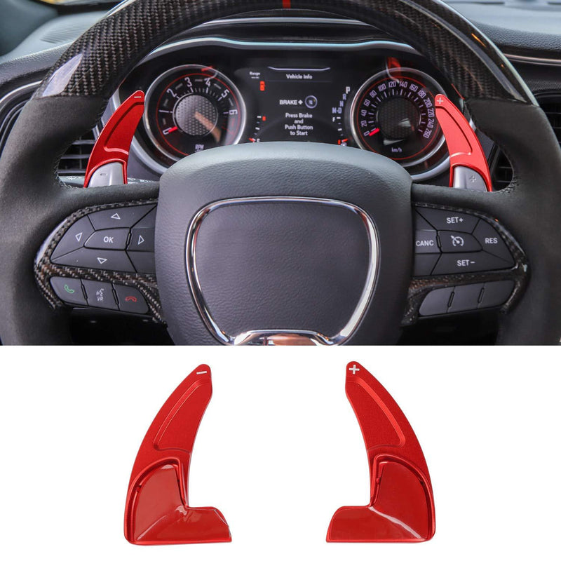  [AUSTRALIA] - JeCar Steering Wheel Shift Paddle Aluminum Alloy Extended Shifter Trim Cover for Dodge Challenger 2015 2016 2017 2018 2019, Red